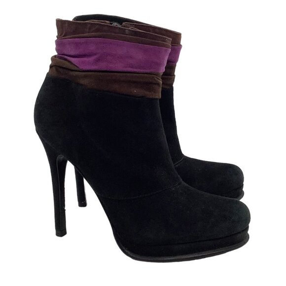 DIANE VON FURSTENBERG DVF Suede Stiletto Heel Ankle Platform Booties 5.5 Boots - Picture 1 of 9
